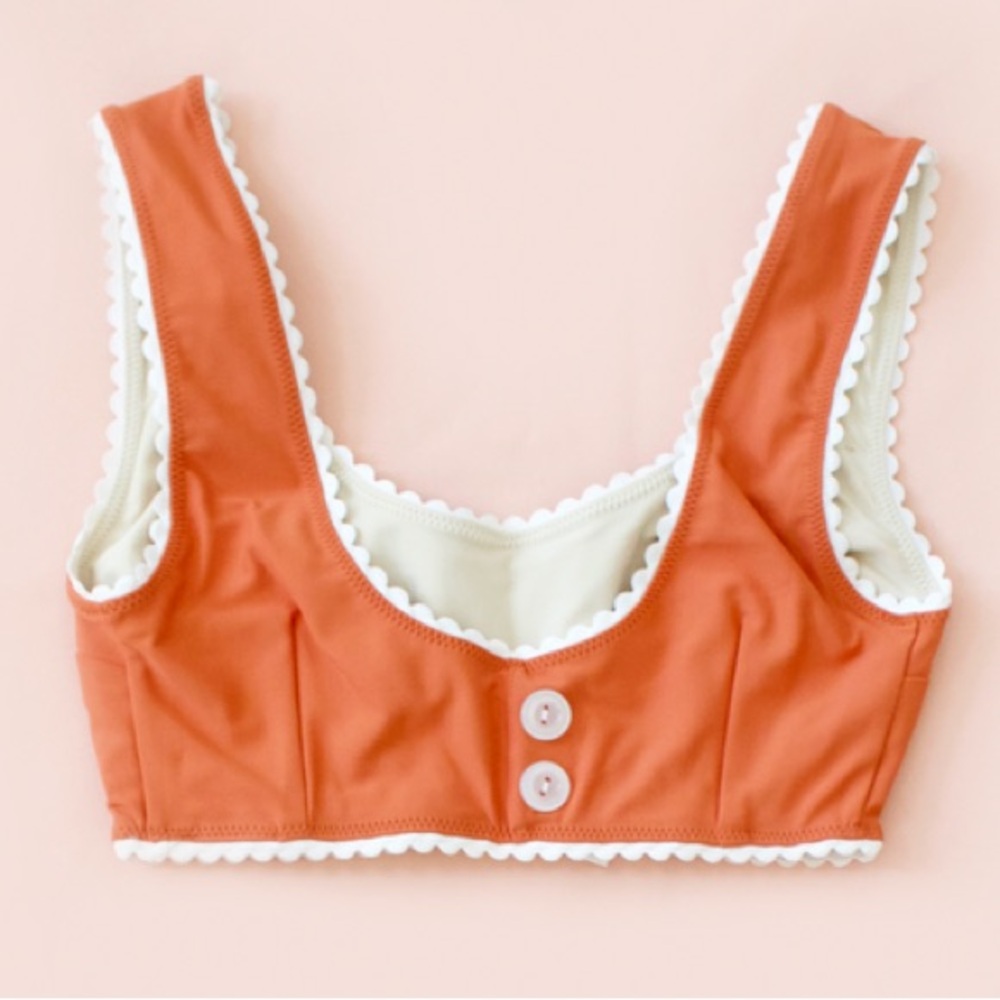 Hammies NWTs sixties style rust orange bikini top large retro Rick rack trim 60s - Picture 4 of 9